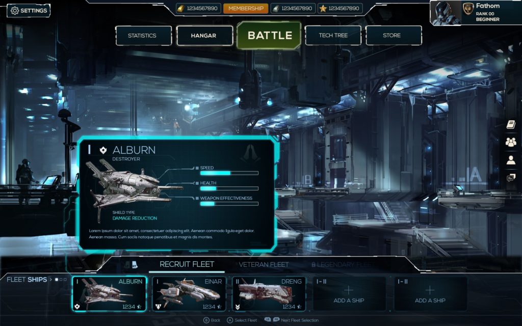 Free work of UI of a spaceship game tooltip